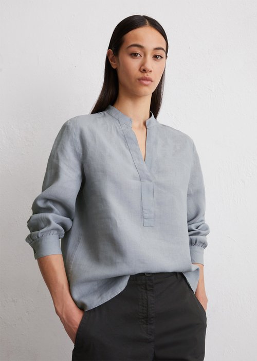Linen tunic blouse regular — Light blue