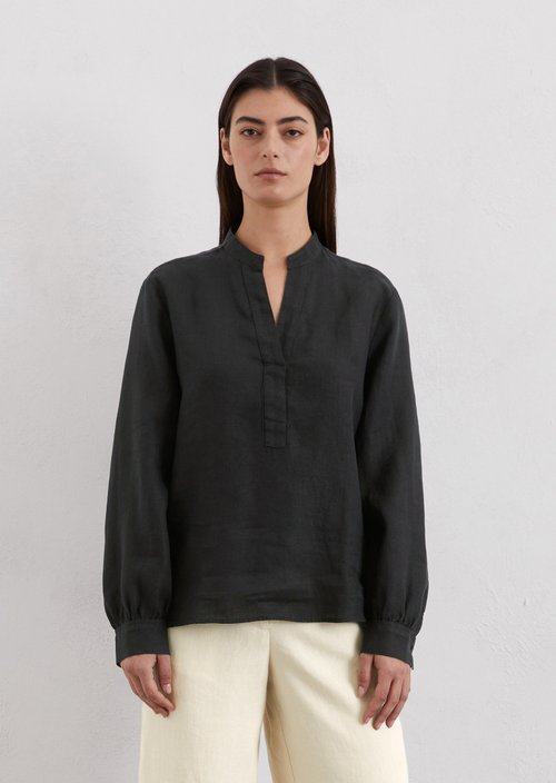 Linen tunic blouse regular — Black