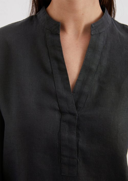 Linen tunic blouse regular — Black