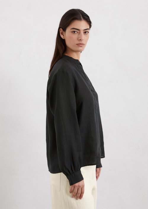 Linen tunic blouse regular — Black