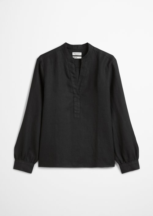 Linen tunic blouse regular — Black
