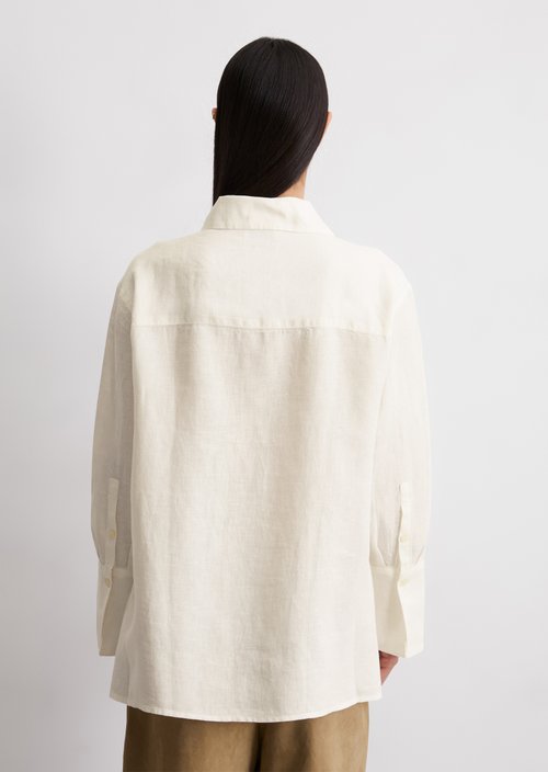 Long relaxed linen blouse — White