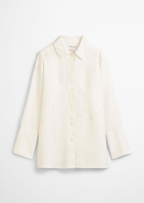 Long relaxed linen blouse — White