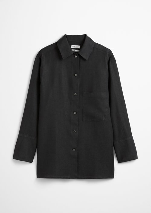 Long relaxed linen blouse — Black