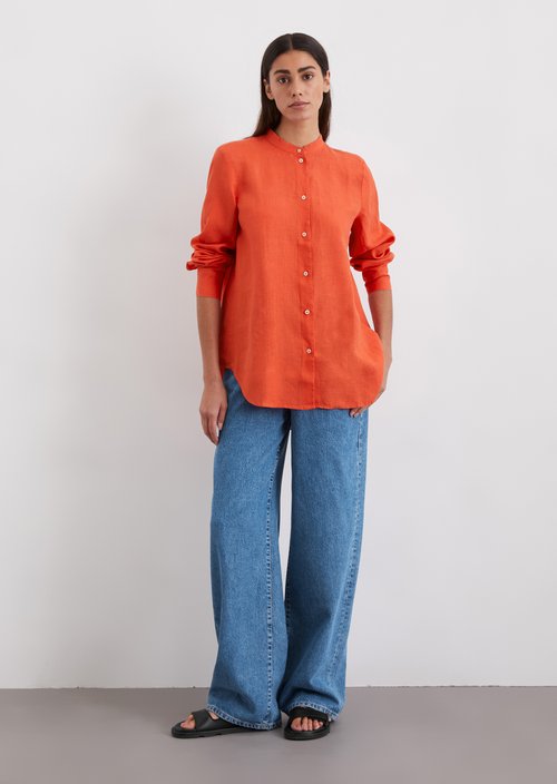 A-shape linen blouse regular — Light red