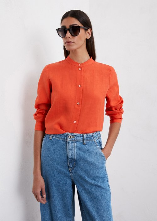 A-shape linen blouse regular — Light red