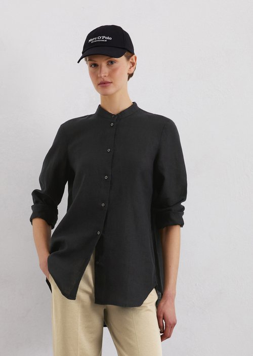 A-shape linen blouse regular — Black