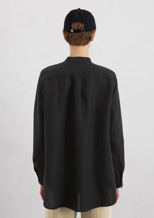 A-shape linen blouse regular — Black