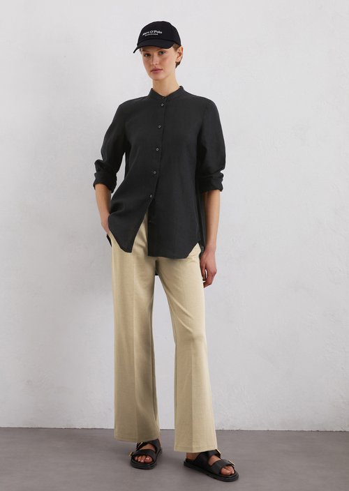 A-shape linen blouse regular — Black