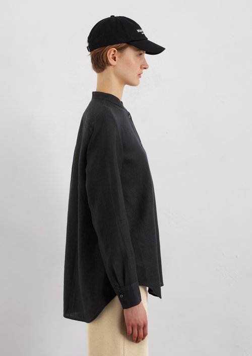 A-shape linen blouse regular — Black