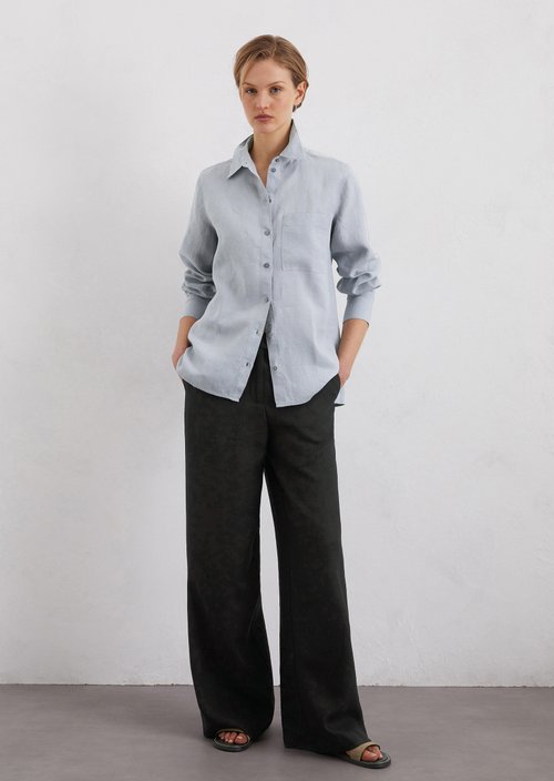 Linen blouse regular — Light blue