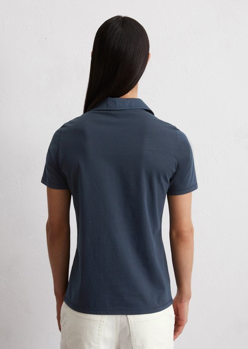 Short sleeve polo shirt slim — Dark blue (alternate view)