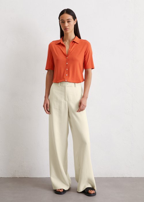Short-sleeved jersey blouse — Light red