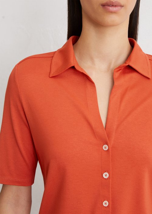 Short-sleeved jersey blouse — Light red
