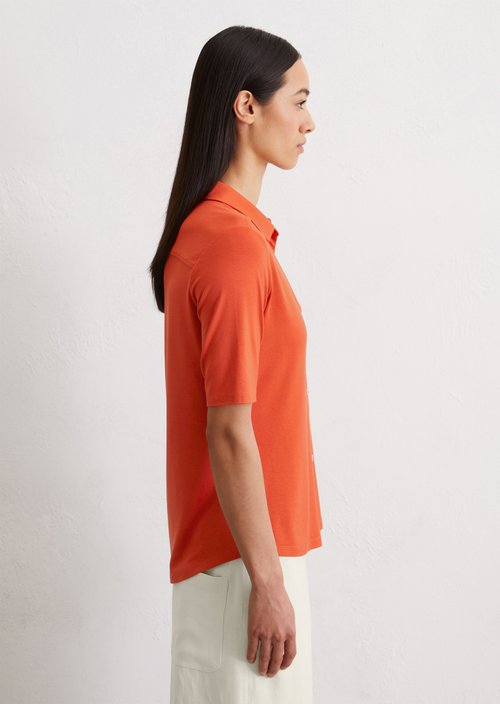 Short-sleeved jersey blouse — Light red