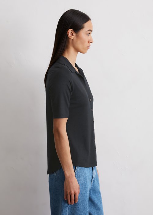 Short-sleeved jersey blouse — Dark blue