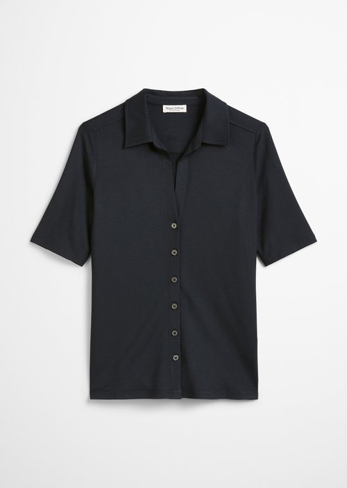 Short-sleeved jersey blouse — Dark blue