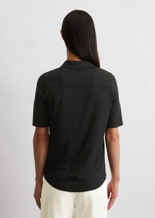 Short-sleeved jersey blouse — Black