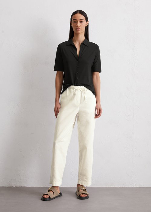 Short-sleeved jersey blouse — Black