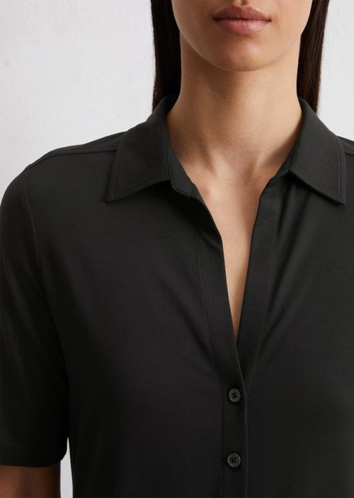 Short-sleeved jersey blouse — Black
