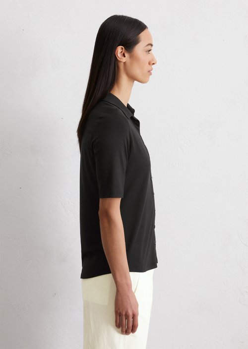 Short-sleeved jersey blouse — Black