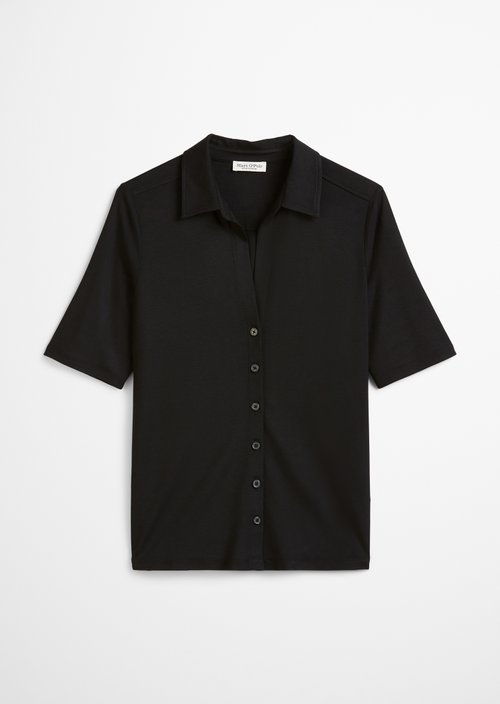 Short-sleeved jersey blouse — Black