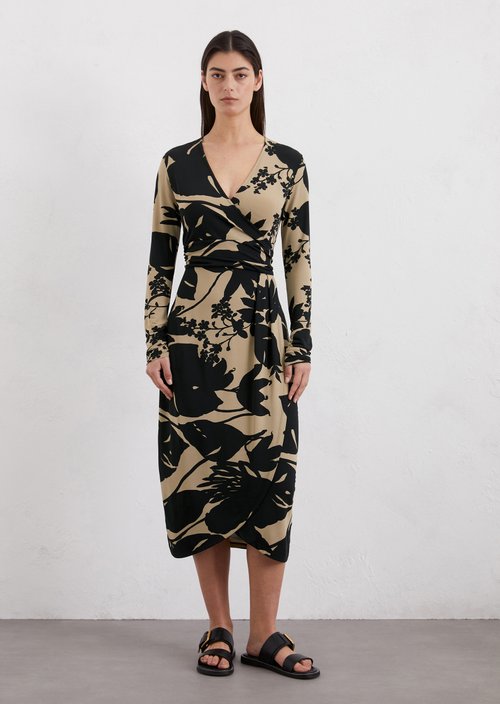 Slim jersey dress in wrap style — Multi
