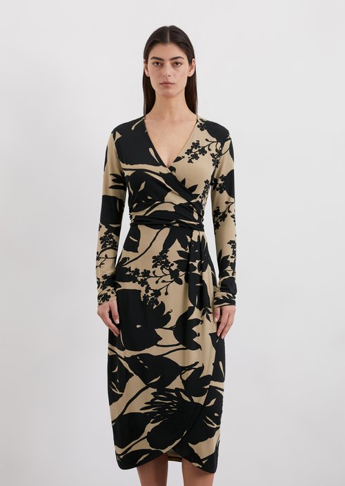 Slim jersey dress in wrap style — Multi