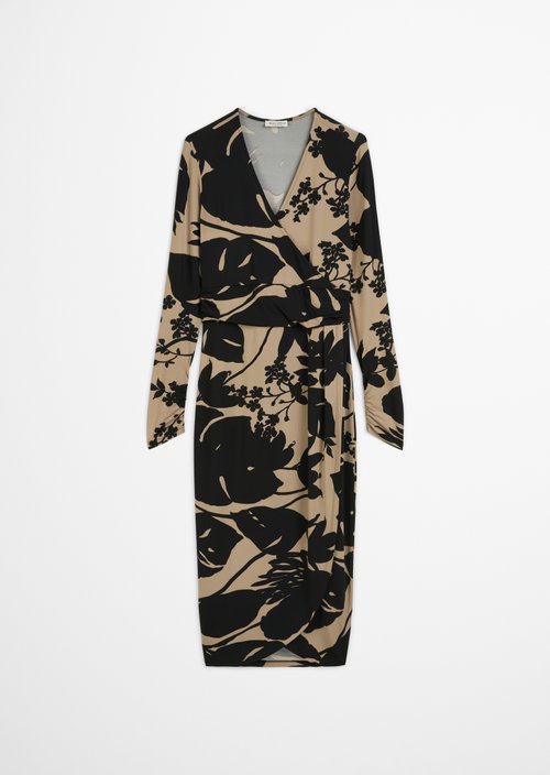 Slim jersey dress in wrap style — Multi