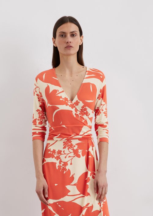 Slim jersey dress in wrap style — Multi