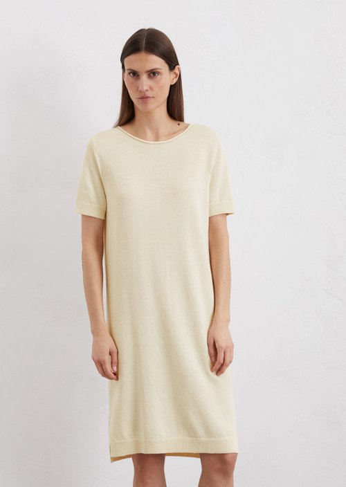 Relaxed short-sleeved knit dress — Natural cotton