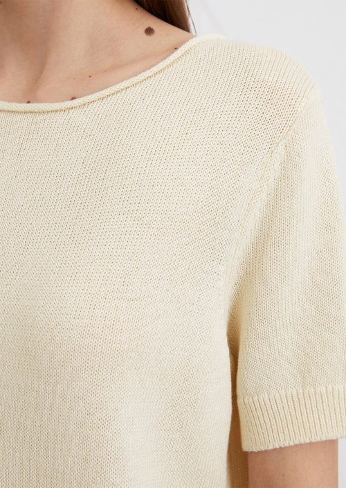 Relaxed short-sleeved knit dress — Natural cotton