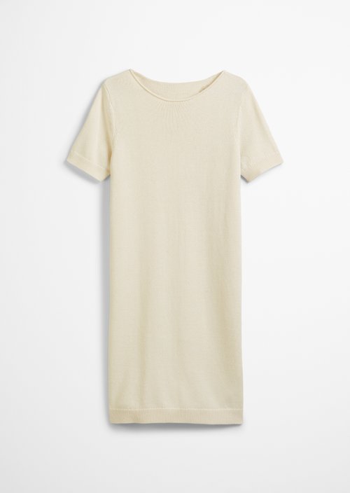 Relaxed short-sleeved knit dress — Natural cotton