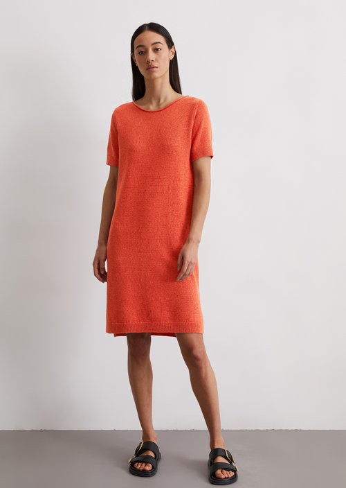 Relaxed short-sleeved knit dress — Light red