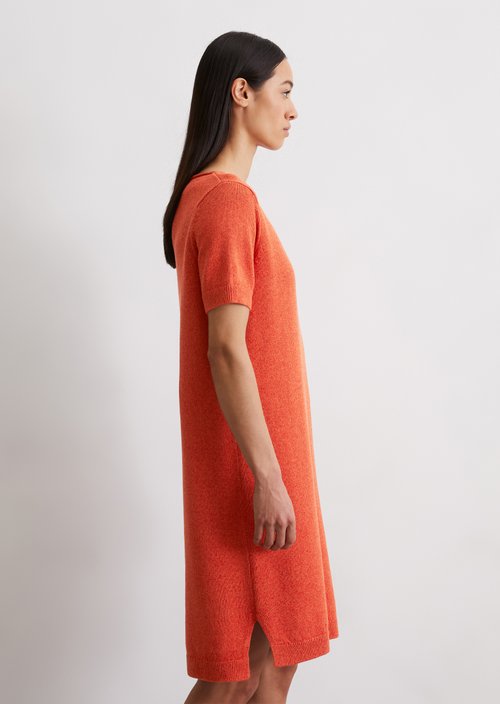 Relaxed short-sleeved knit dress — Light red