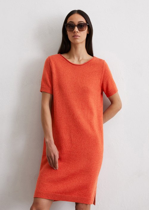 Relaxed short-sleeved knit dress — Light red
