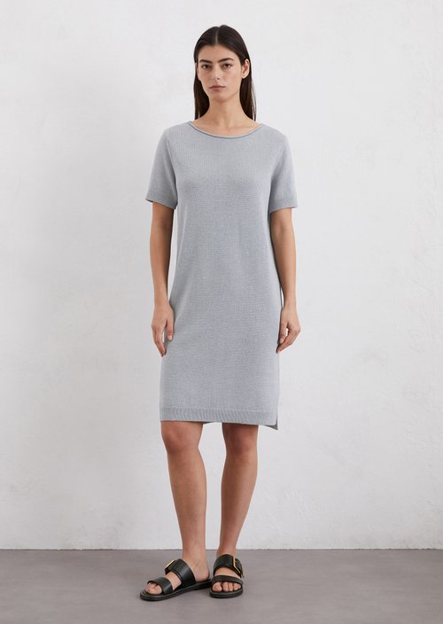 Relaxed short-sleeved knit dress — Light blue