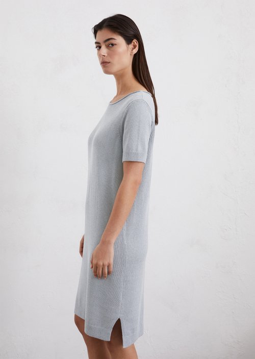 Relaxed short-sleeved knit dress — Light blue