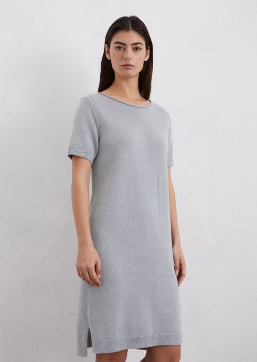Relaxed short-sleeved knit dress — Light blue