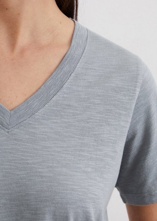 Slub jersey V-neck T-shirt — Light blue