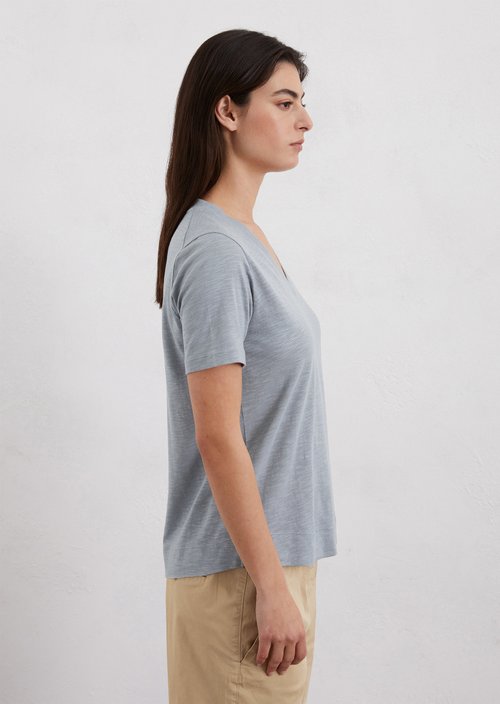 Slub jersey V-neck T-shirt — Light blue