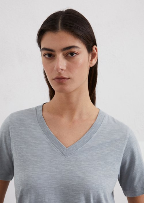 Slub jersey V-neck T-shirt — Light blue
