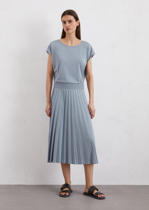 Jersey dress with elastic waist — Light blue