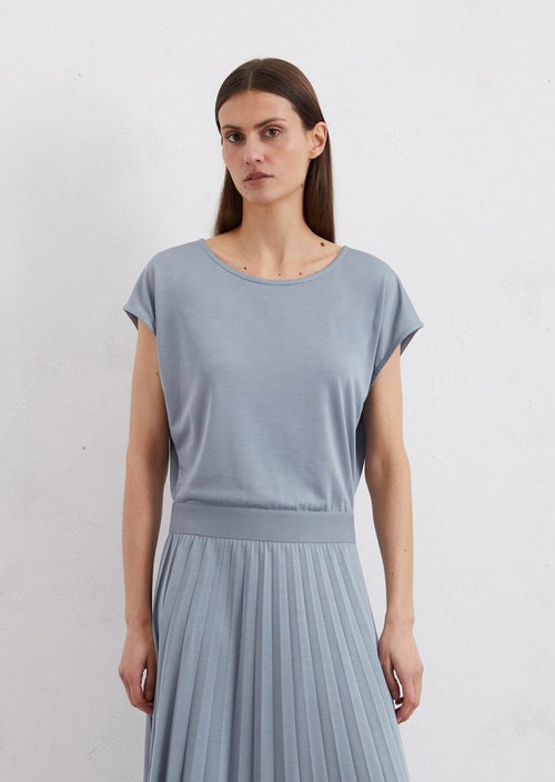 Jersey dress with elastic waist — Light blue