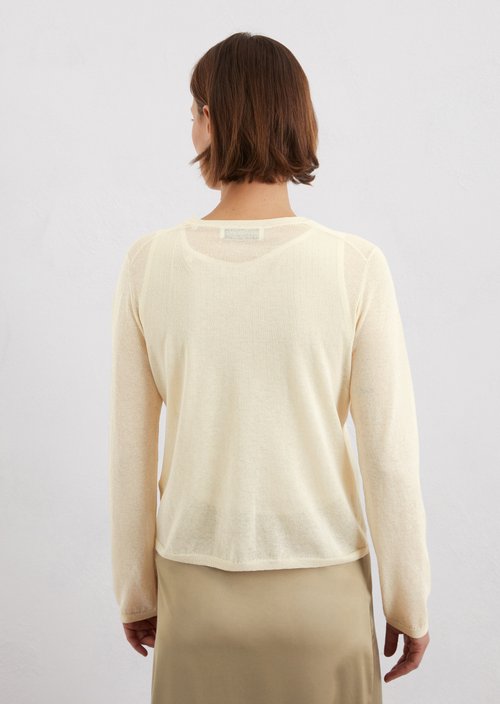 Regular fine knit cardigan — Natural cotton