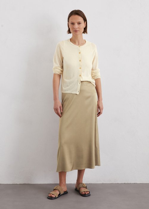 Regular fine knit cardigan — Natural cotton