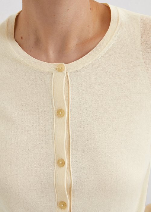 Regular fine knit cardigan — Natural cotton