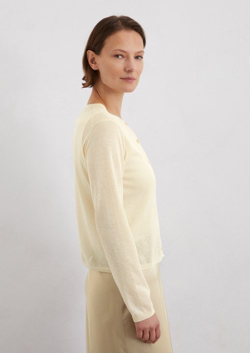 Regular fine knit cardigan — Natural cotton