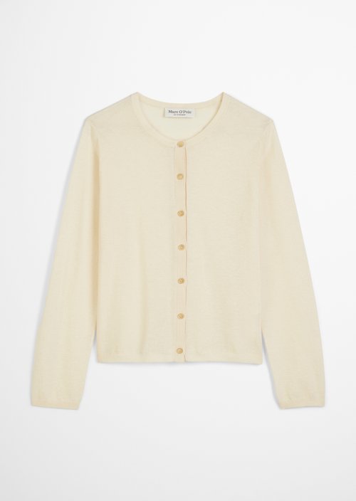 Regular fine knit cardigan — Natural cotton