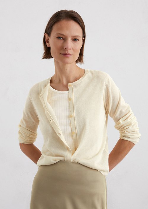 Regular fine knit cardigan — Natural cotton